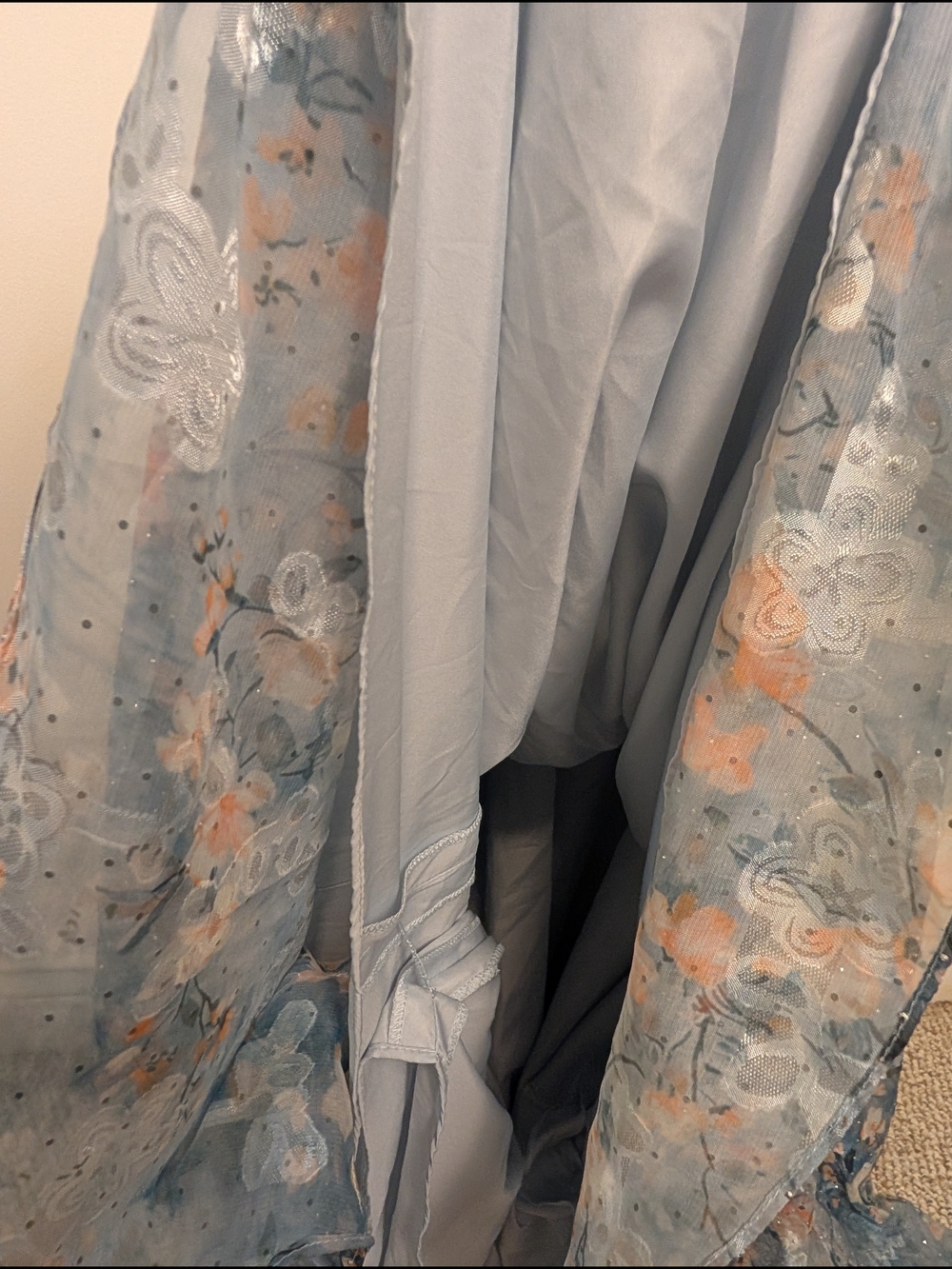 Azazie Atelier Harmony Powder Blue Floral Flowy Rhinestone Maxi Dress Gown Sz 16 - Picture 15 of 16